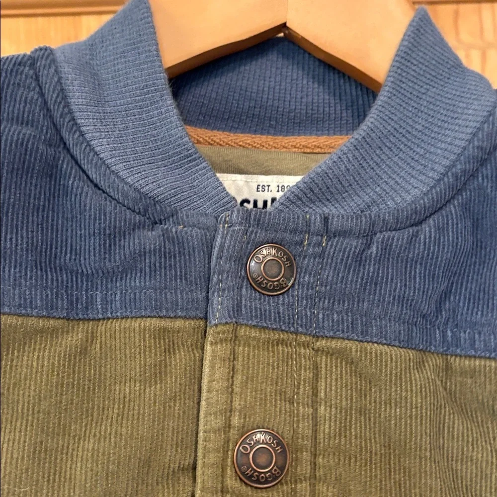 OshKosh B'gosh Corduroy Puffer Vest in Olive Green & Navy Sz 3T